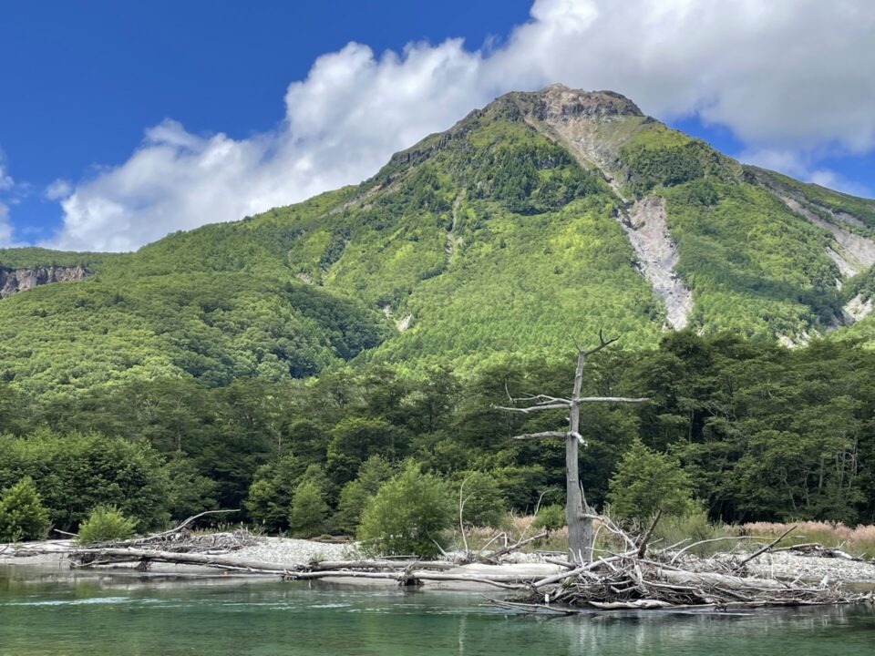 大正池から焼岳を望む