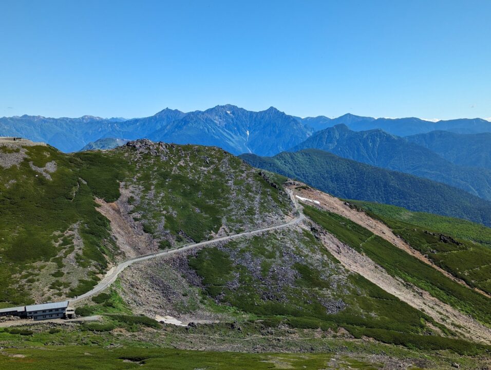 乗鞍岳登山道から穂高連峰を望む