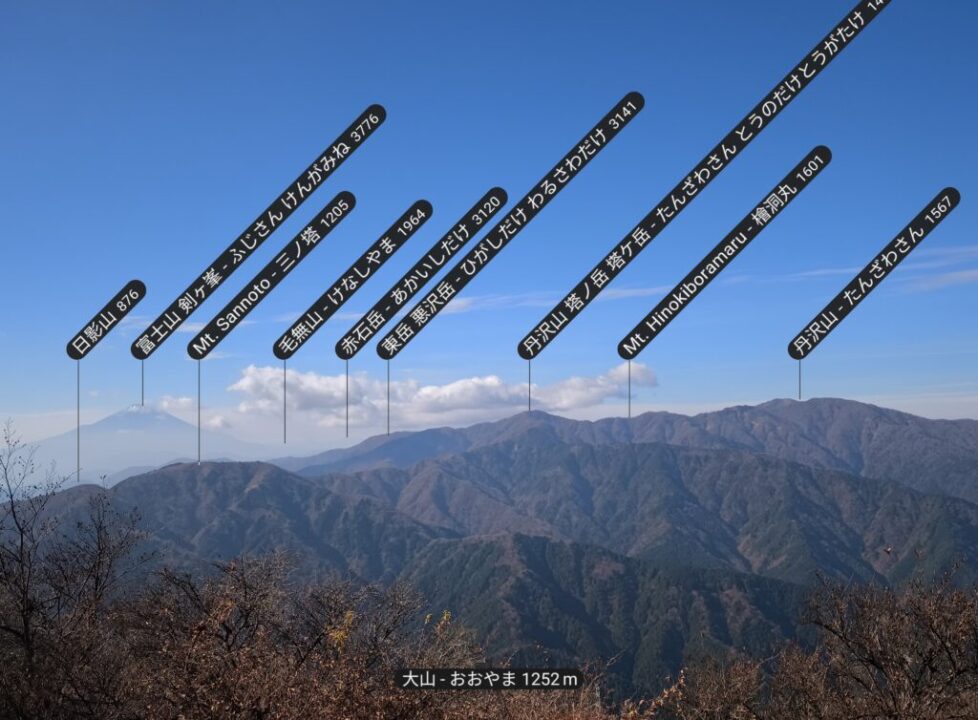 大山山頂から富士、丹沢